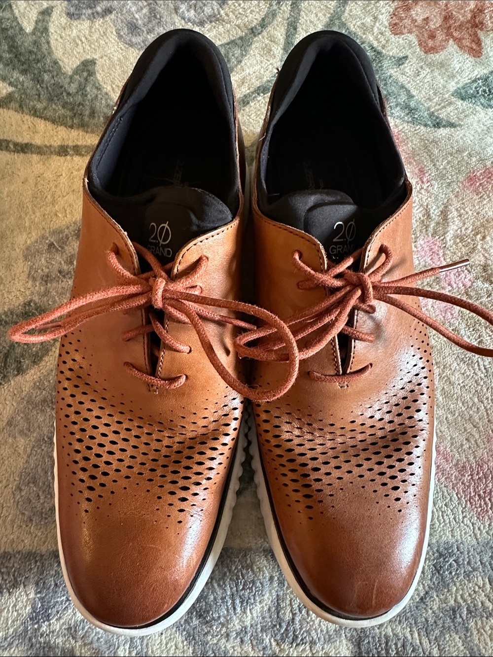 Cole Haan Men's Perforated Tan Leather Oxfords